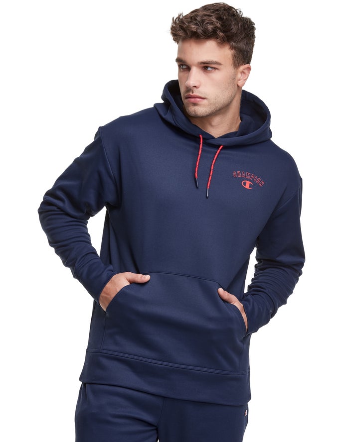 Champion Hoodie Heren - Donkerblauw - Game Day Block Arch Logo ( 804762-IEC )